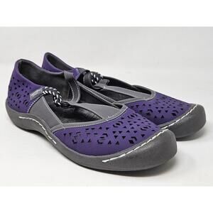 Muk Luk Samantha Closed Toe T-Strap Slip On Sport Shoe Sandal Purple Sz 8